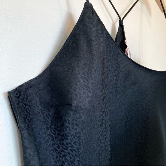 VICTORIA'S SECRET Camisole Womens L Tank Top Satin Black Cheetah Print Coquette - Picture 2 of 8